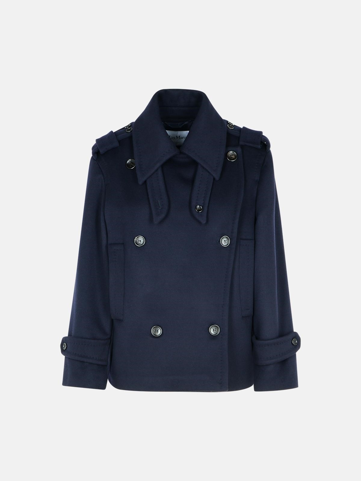 MAX MARA 'Laveno' Blue Wool Blend Coat