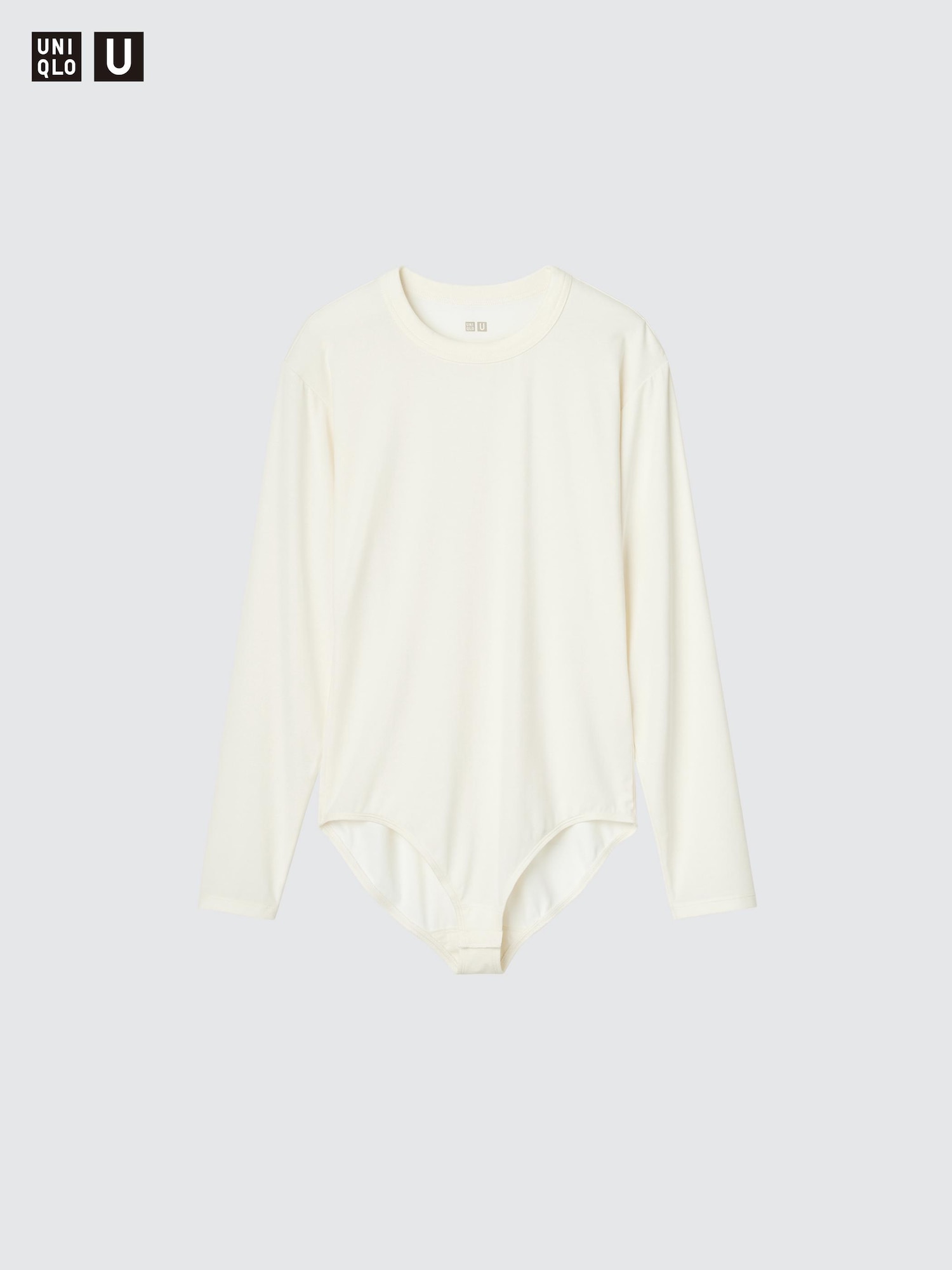 UNIQLO Women's AIRism Bodysuit Long Sleeve, Off White, Medium