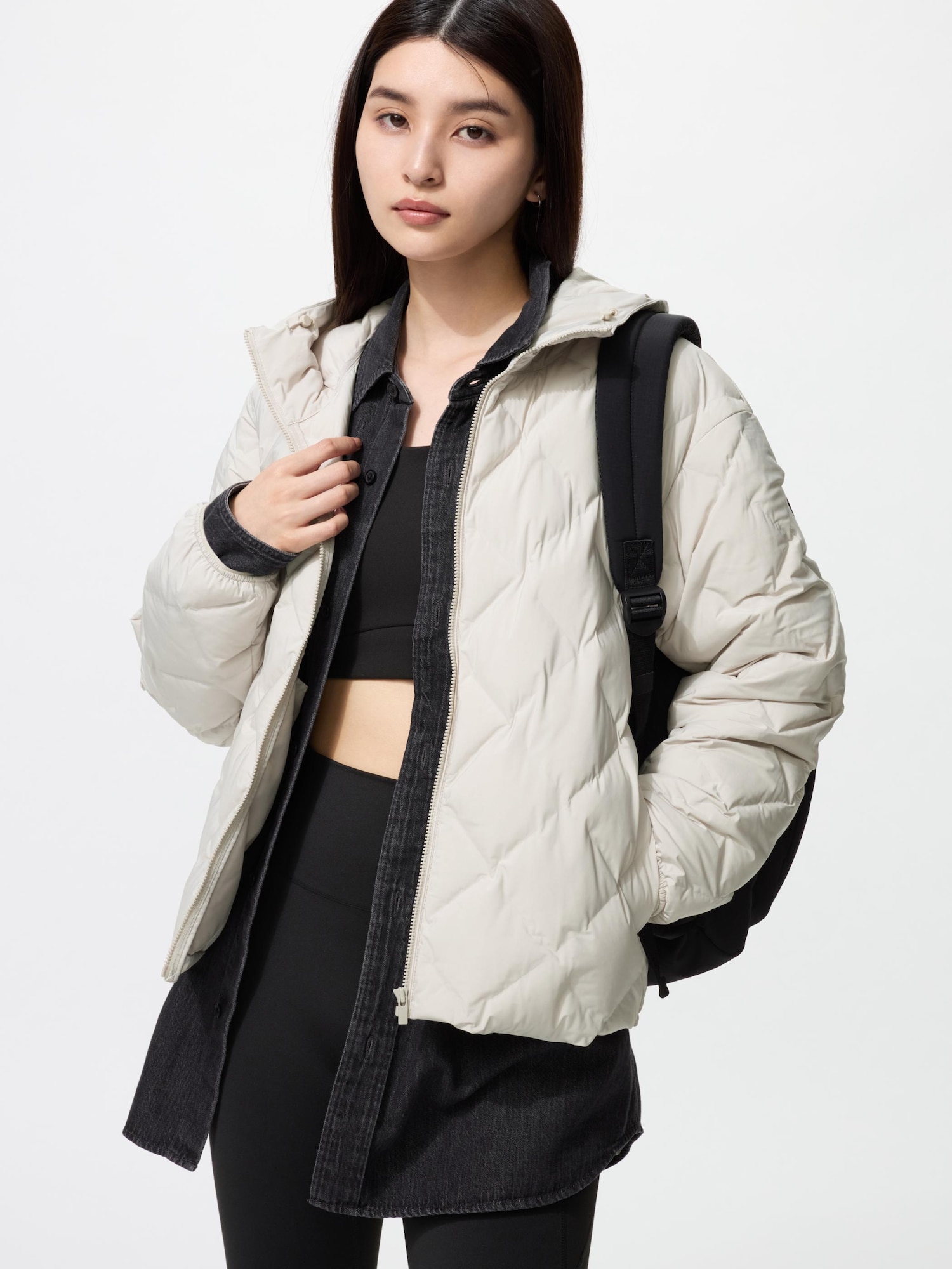 UNIQLO Women's PUFFTECH Parka with Water-Repellent, Natural