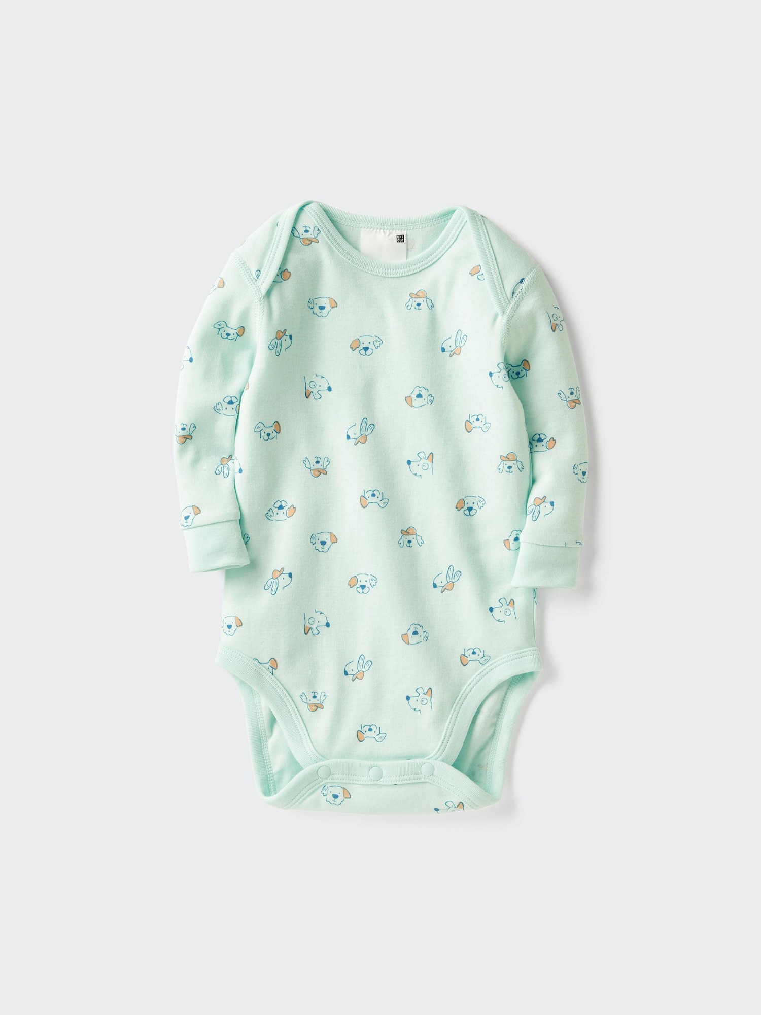 UNIQLO Baby Long Sleeve Bodysuit Printed, Green, -M, % Cotton