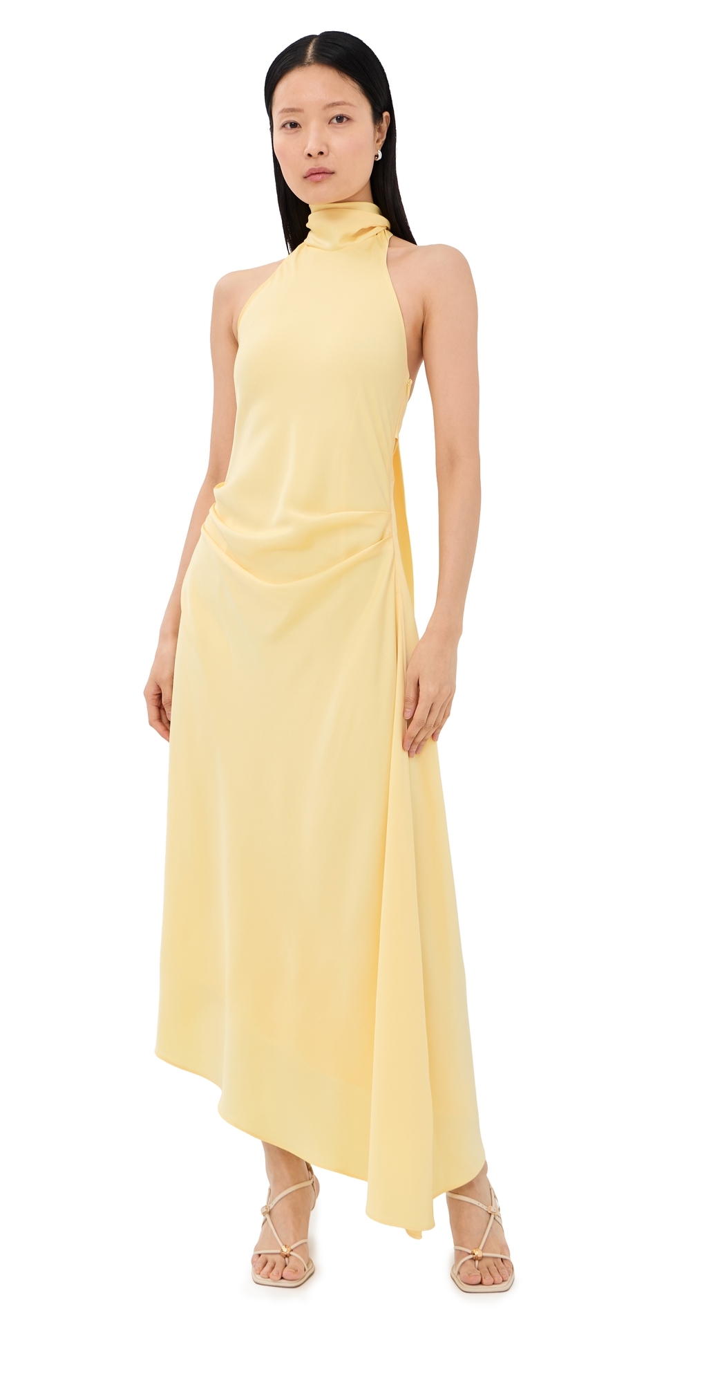 SIMKHAI Monica Satin Midi Dress Buttercream