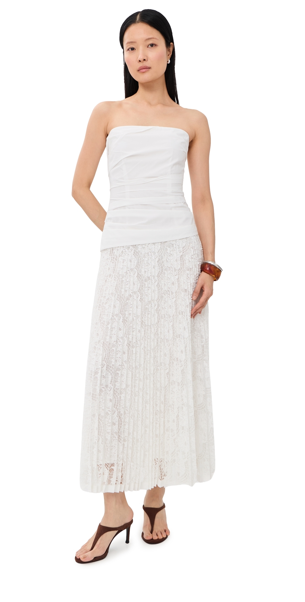 SIMKHAI Annalise Cotton Lace Midi Dress Ivory