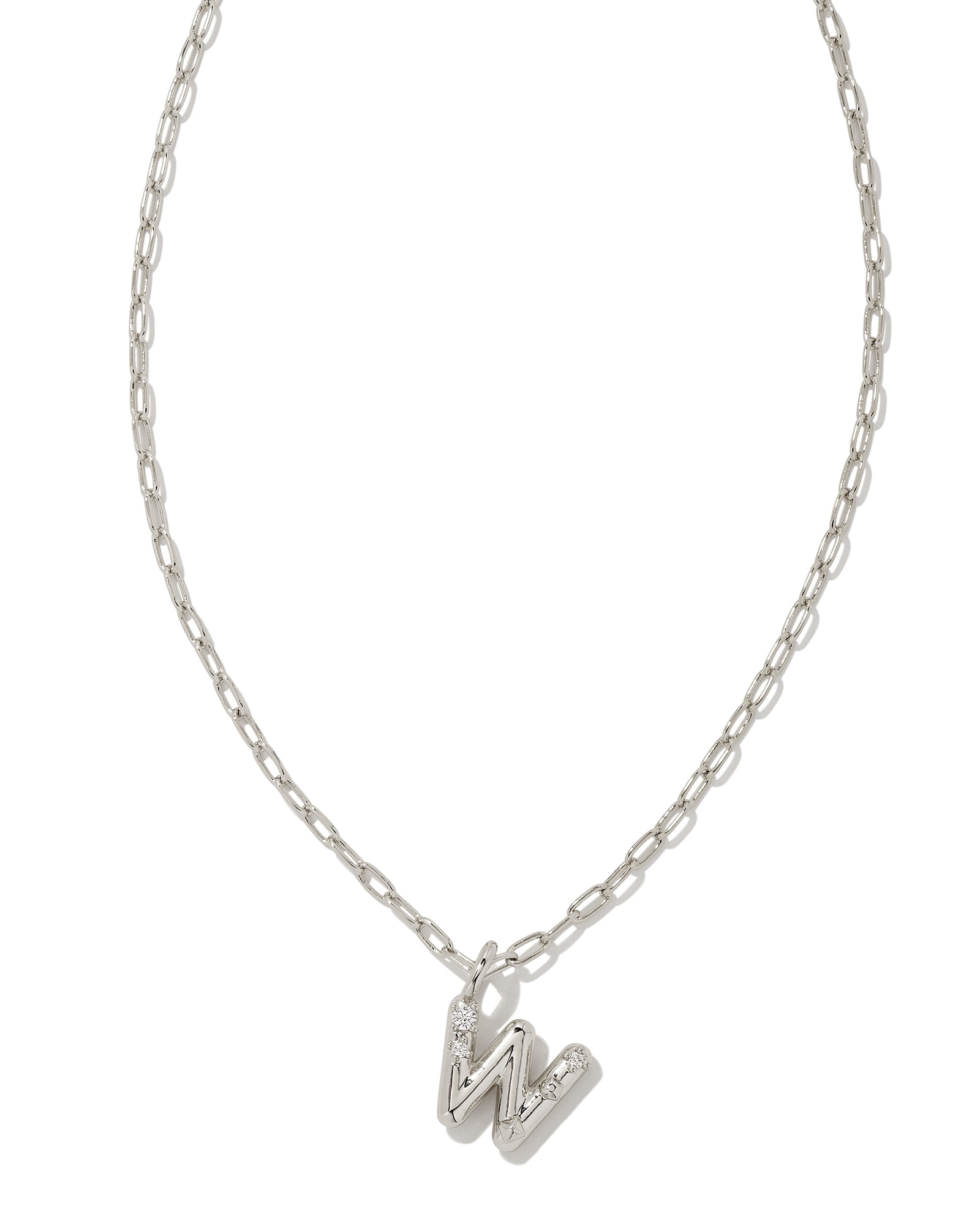 Kendra Scott Crystal Letter W Silver Short Pendant Necklace