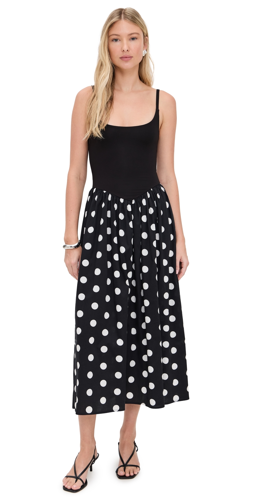 LE BOP Alix Mixed Fabric Tank Dress BlackPolka Dot X