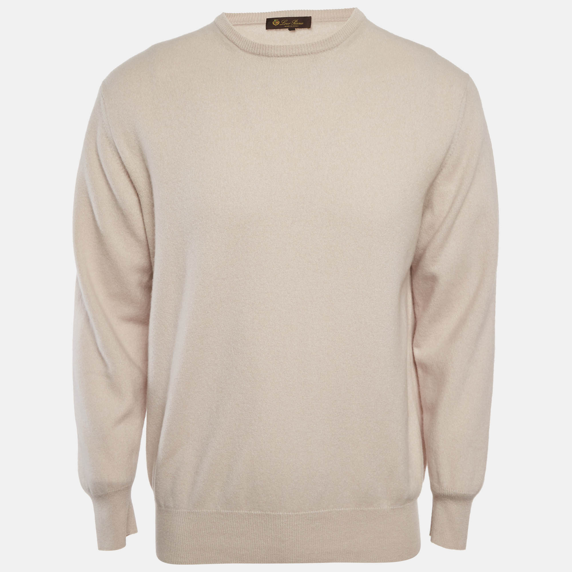 Loro Piana Beige Cashmere Crewneck Sweater