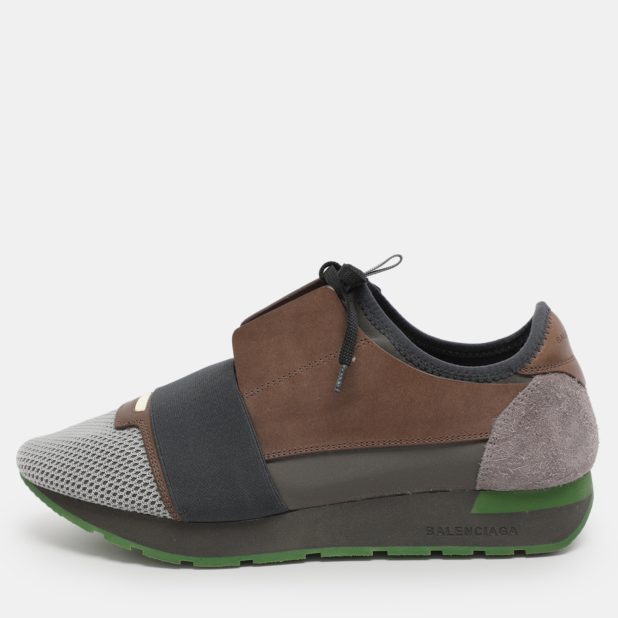 Balenciaga Multicolor Leather Mesh and Suede Race Runner Low Top Sneakers