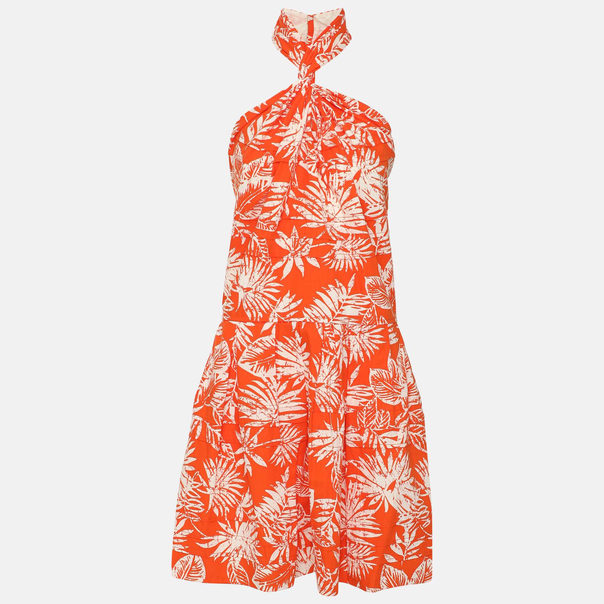 Dior Orange Printed Cotton Backless Mini Dress
