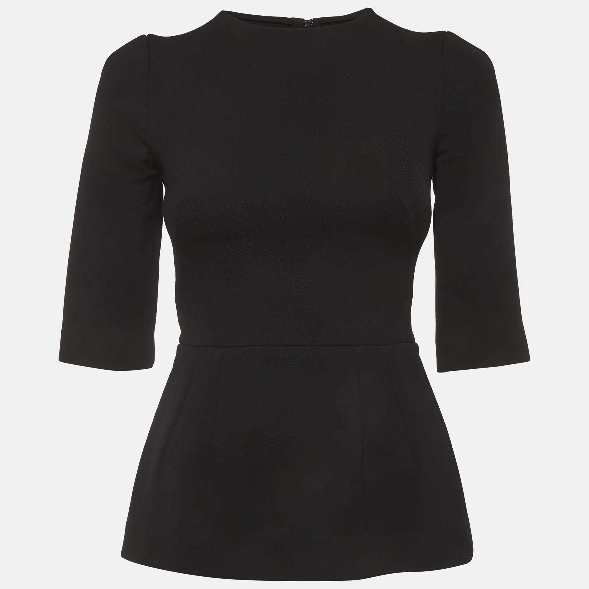 Dolce & Gabbana Black Stretch Wool Peplum Top