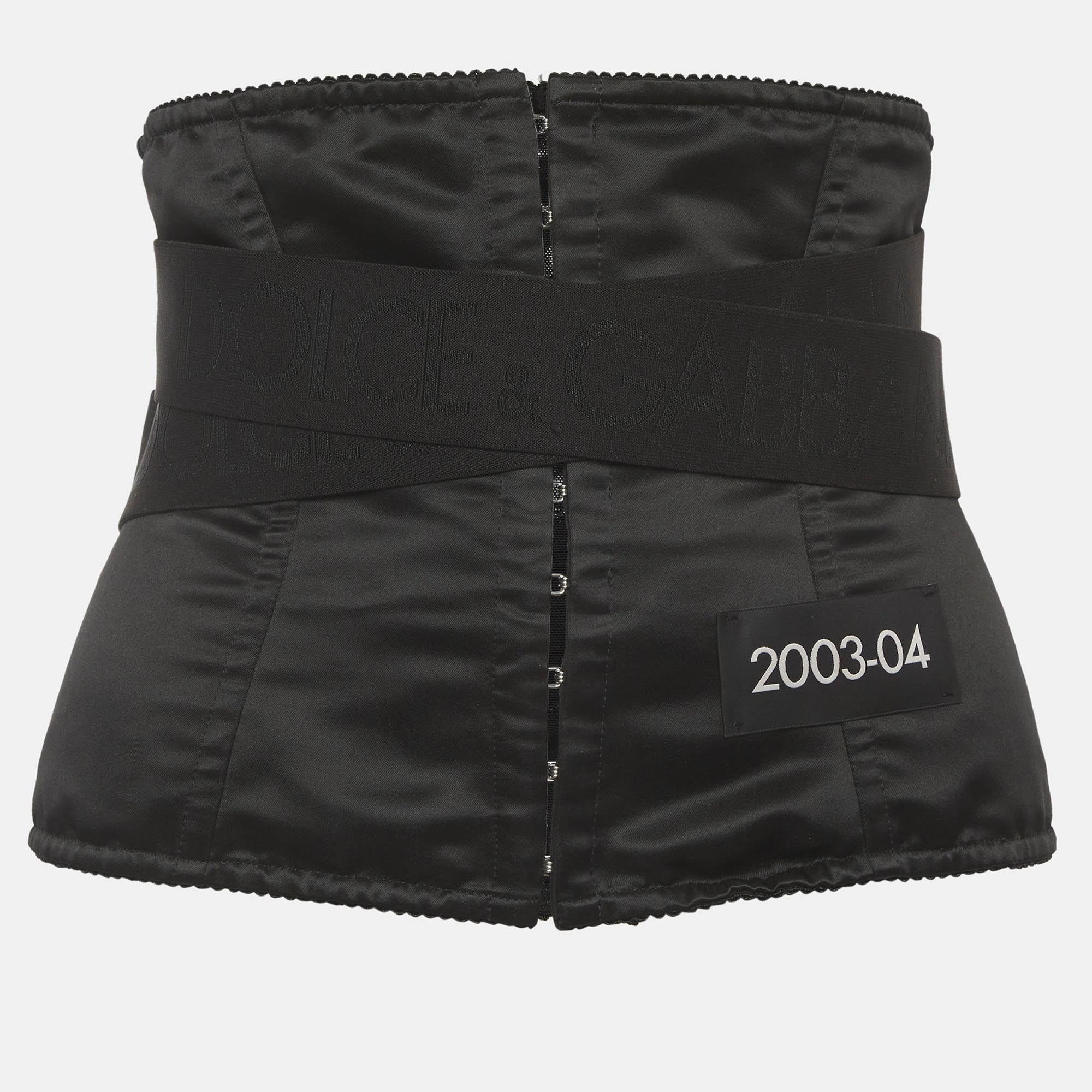 Dolce & Gabbana Black Satin and Stretch Lace Belt Corset