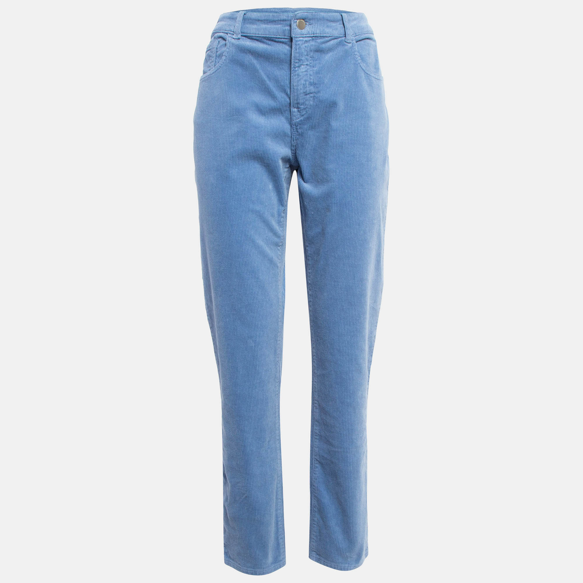 Emporio Armani Blue Corduroy High Rise Skinny Jeans L Waist "