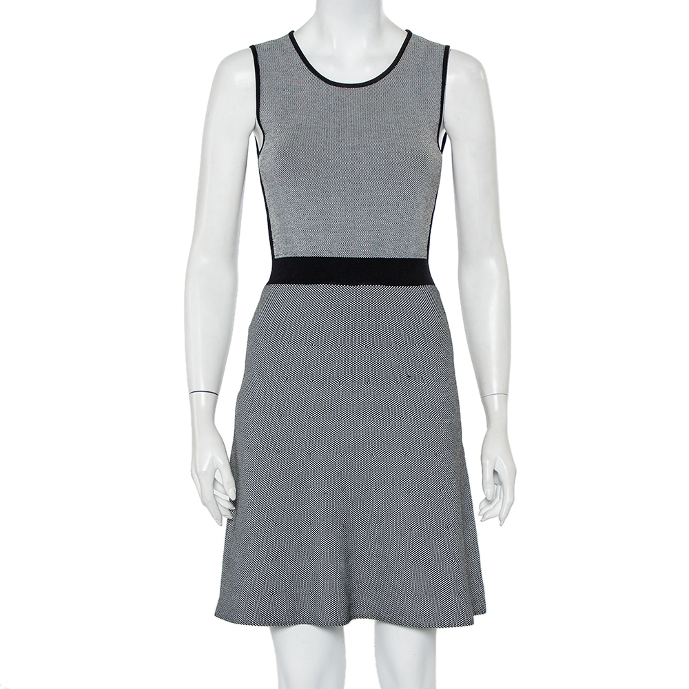 Emporio Armani Monochrome Patterned Knit Skater Dress