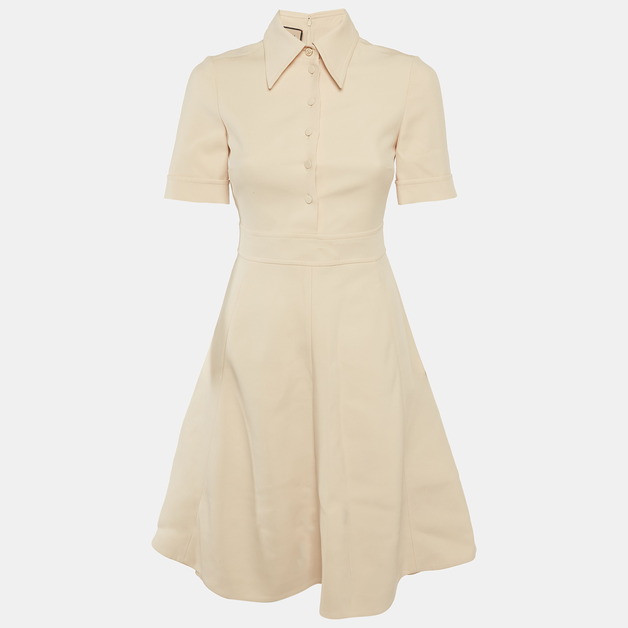 Gucci Beige Twill Fit & Flare Mini Dress