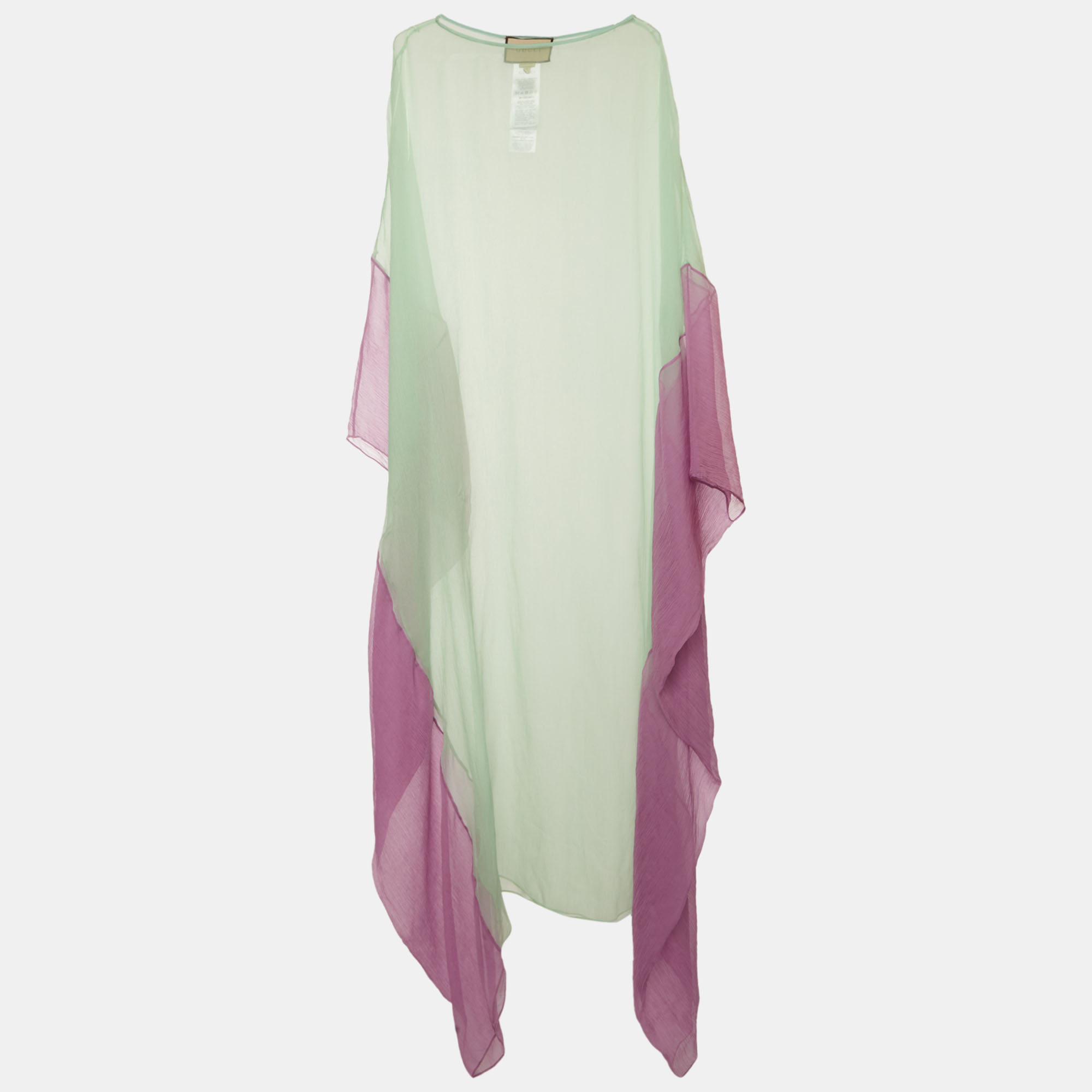 Gucci Mini Green Chiffon Sheer Kaftan Dress
