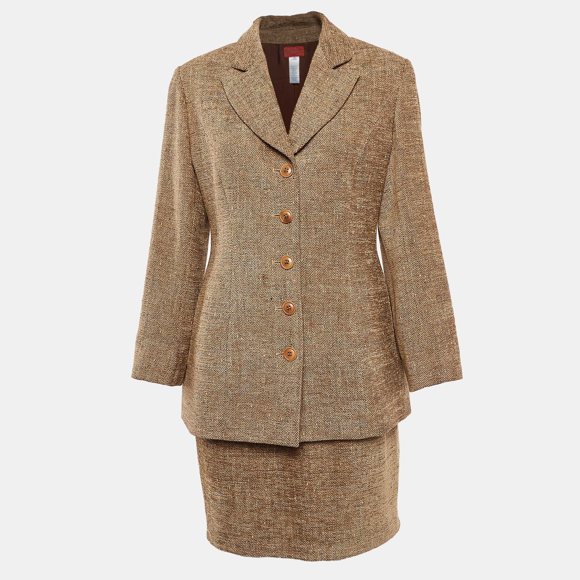 Kenzo Brown Wool Blazer and Skirt Set