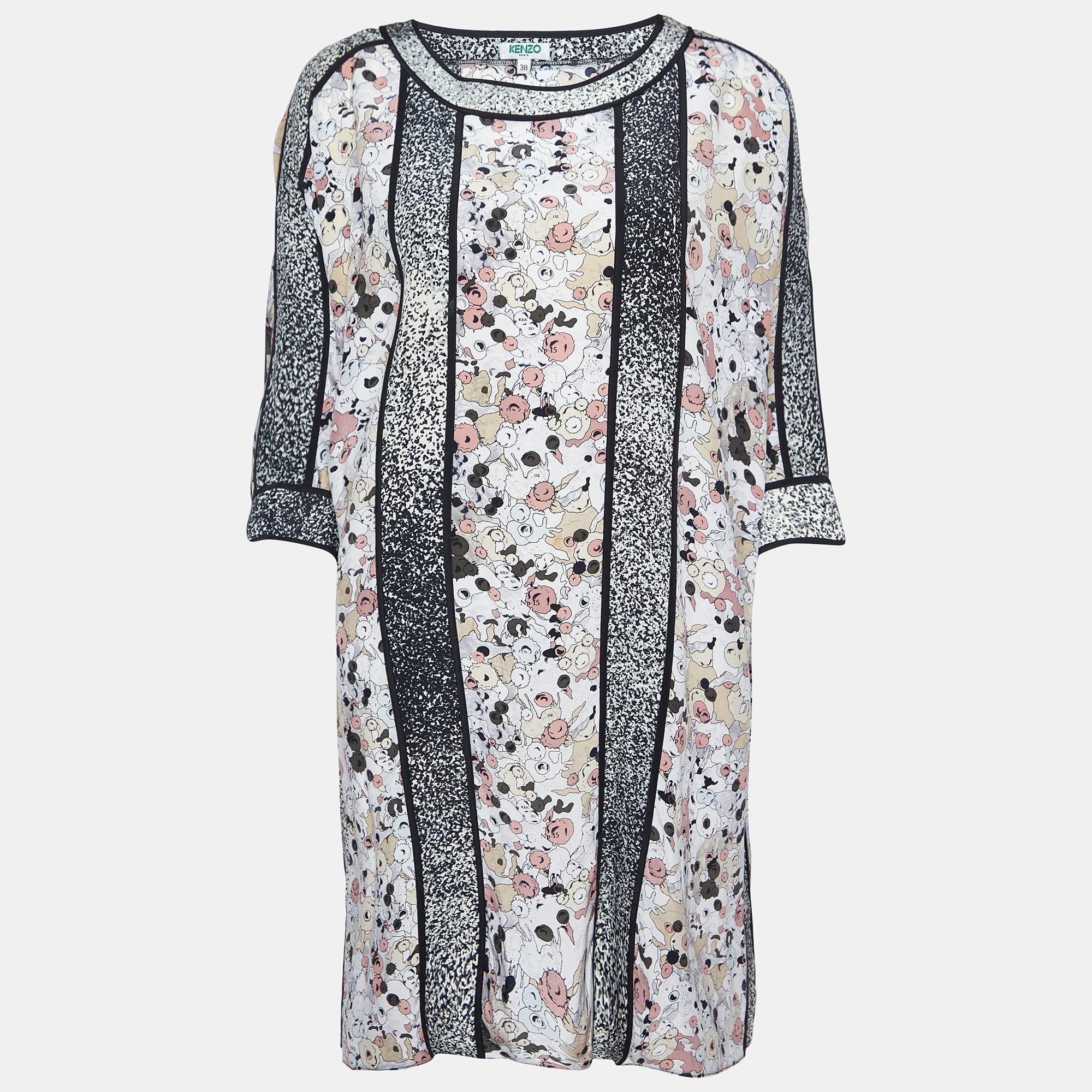 Kenzo Multicolor Print Silk Loose Fit Tunic Top