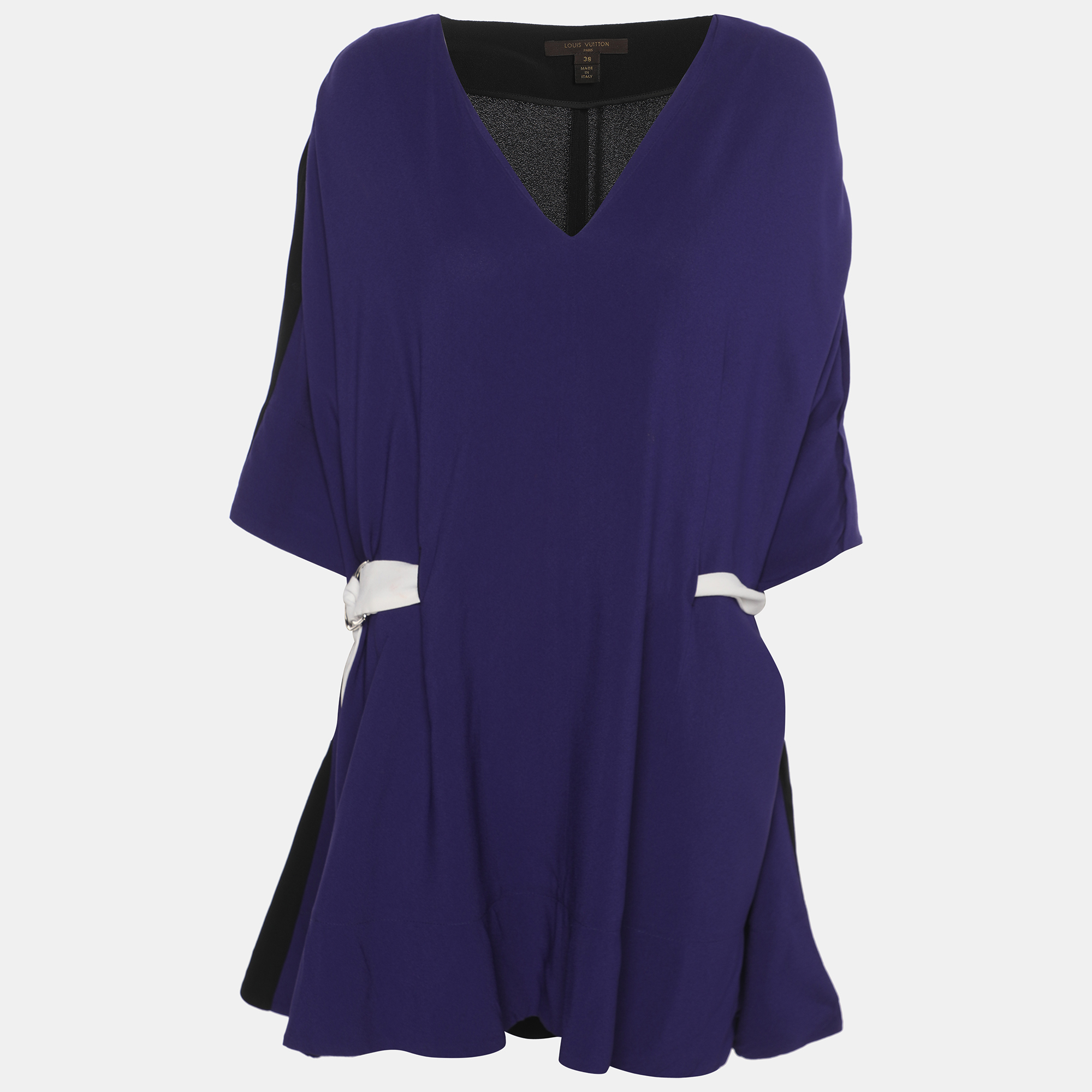 Louis Vuitton PurpleBlack Crepe Belted Tunic Dress