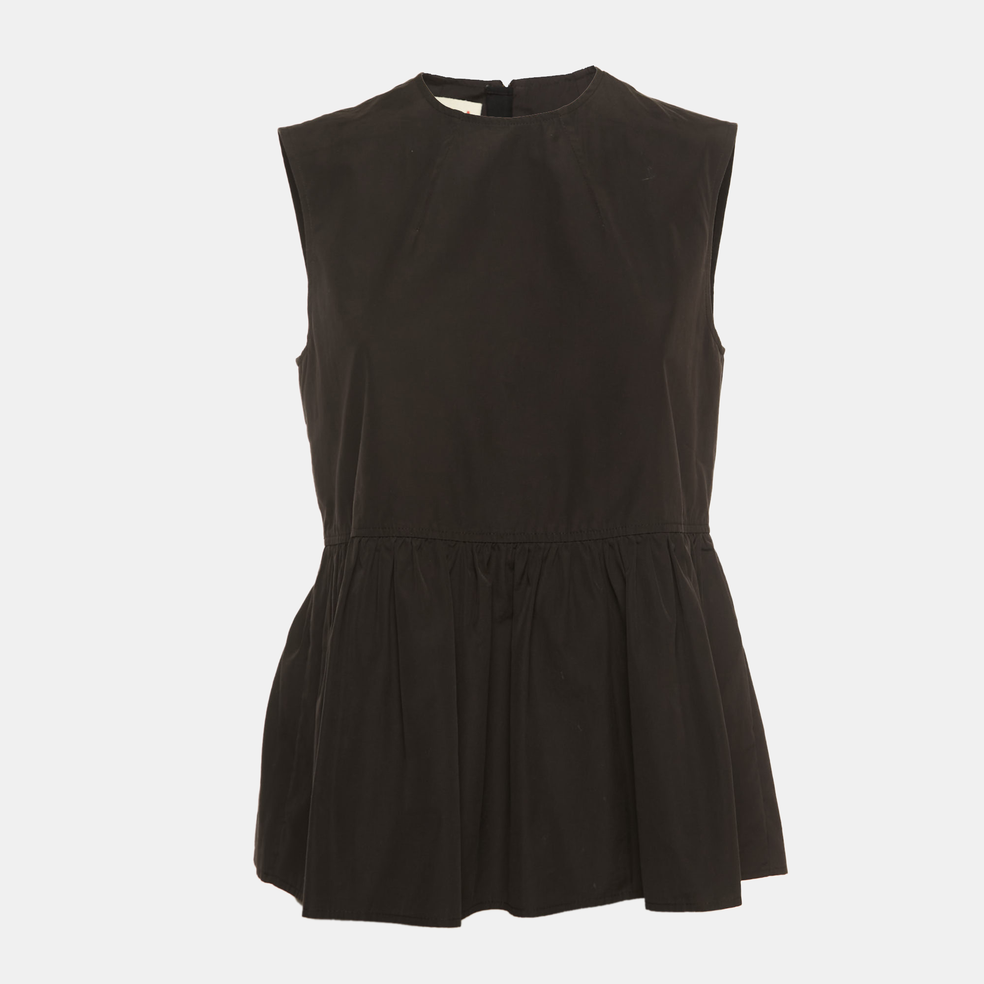 Marni Black Cotton Sleeveless Peplum Top