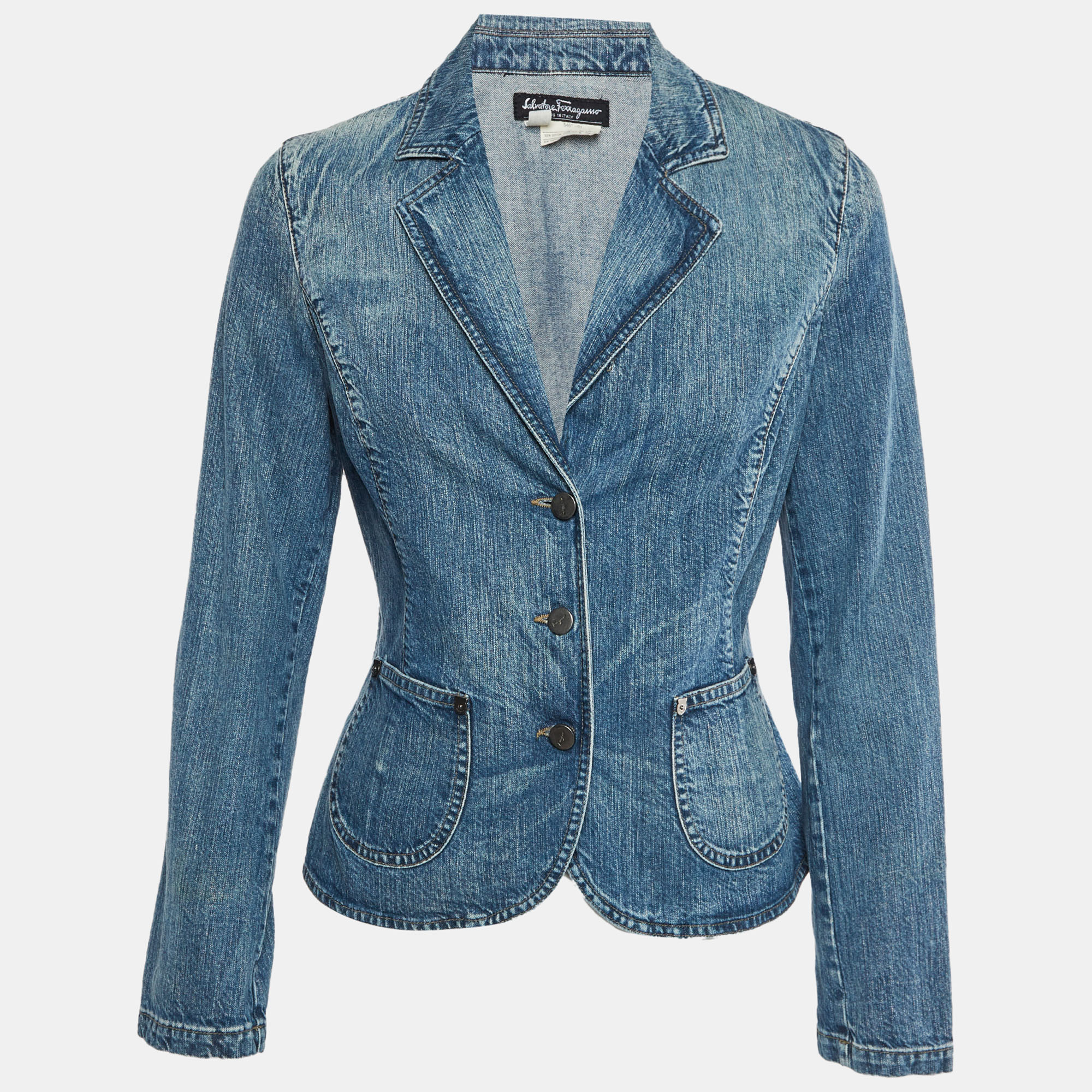 Salvatore Ferragamo Blue Denim Slim Fit Jacket