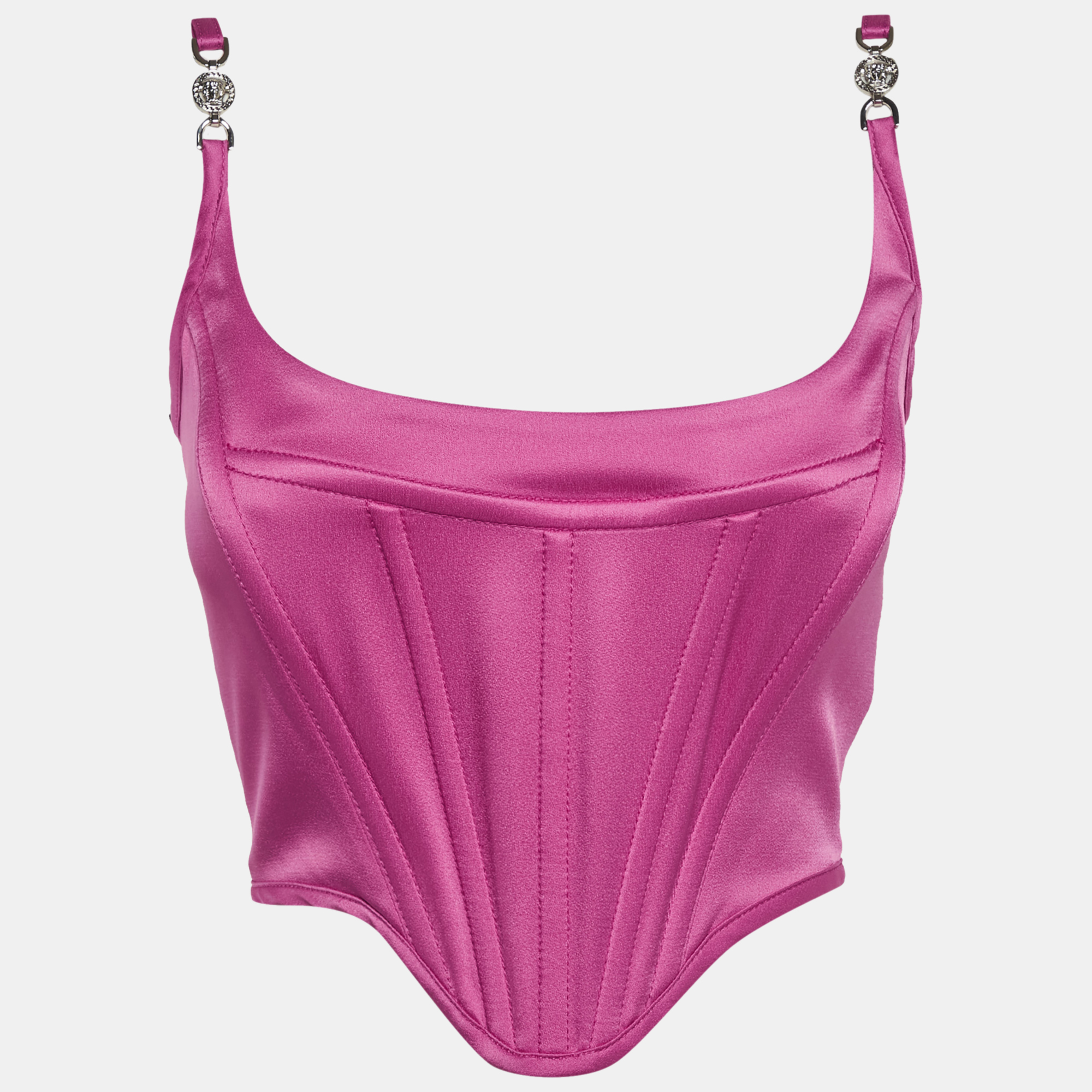 Versace Pink Satin Medusa ' Corset Top
