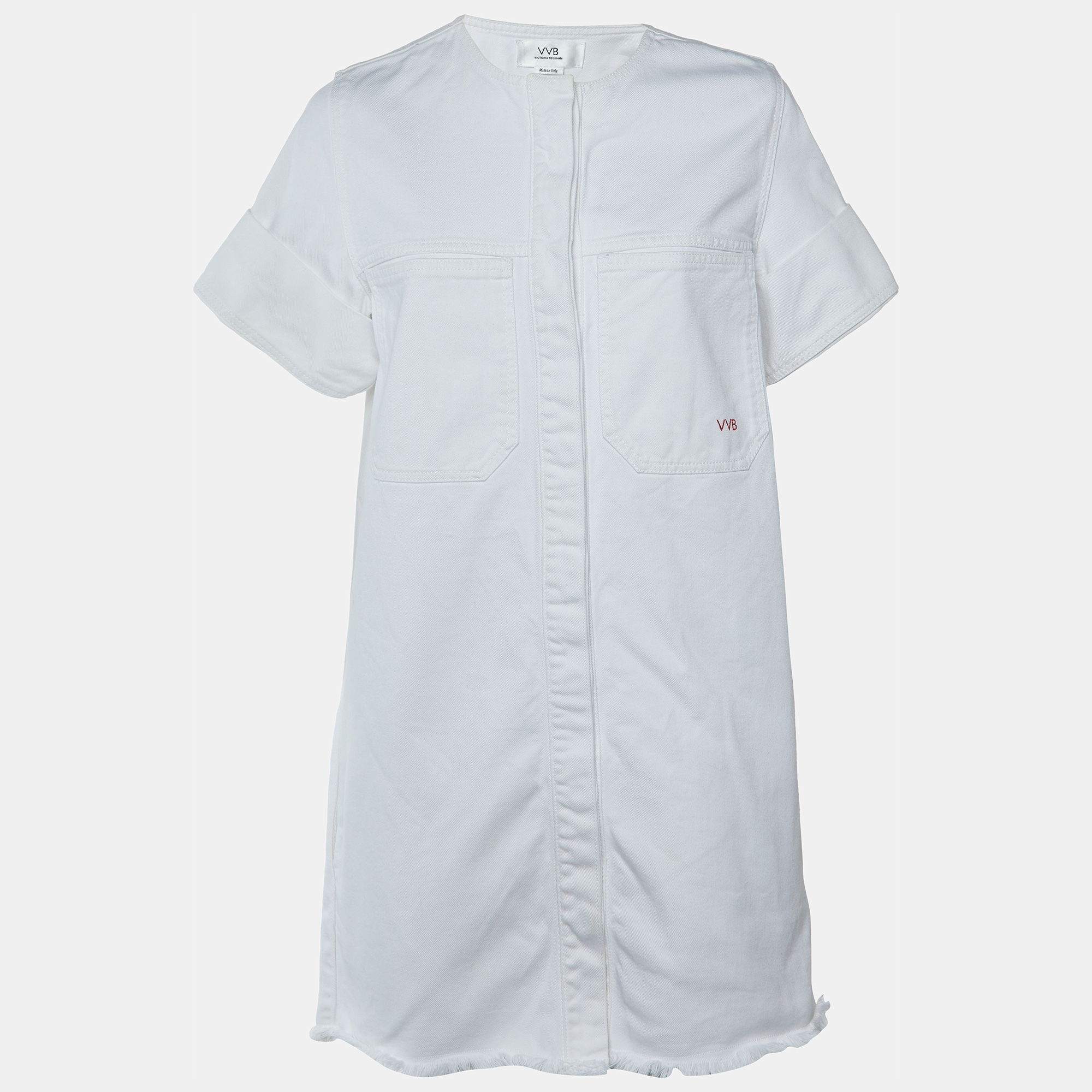 Victoria Victoria Beckham White Denim Button Front Mini Dress