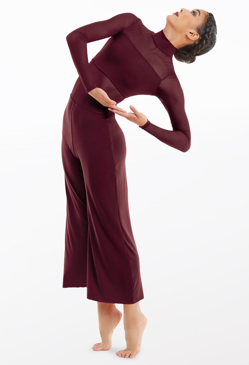 Culotte Dance Unitard With Mesh - Raisin - Small Adult - MJ