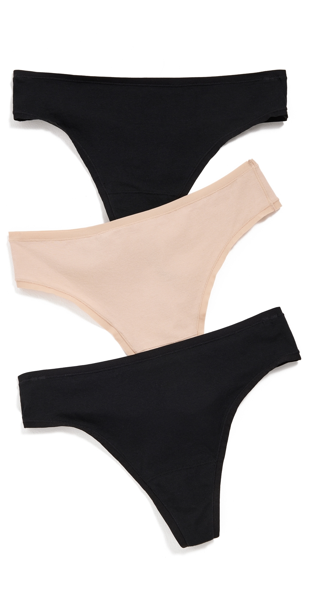 Natori Natori Bliss Bare Cotton Thong -Pack BlackBlackCafé