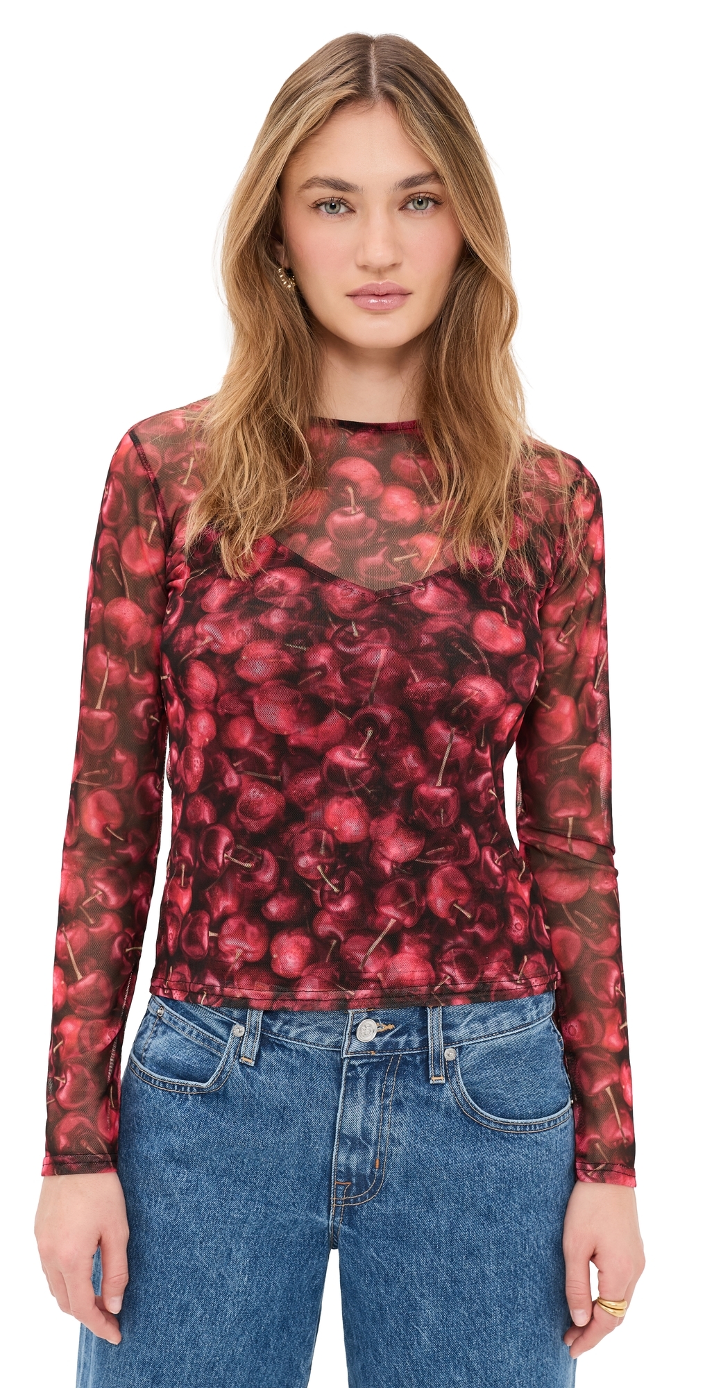 Never Fully Dressed Cherry Mesh Top Red