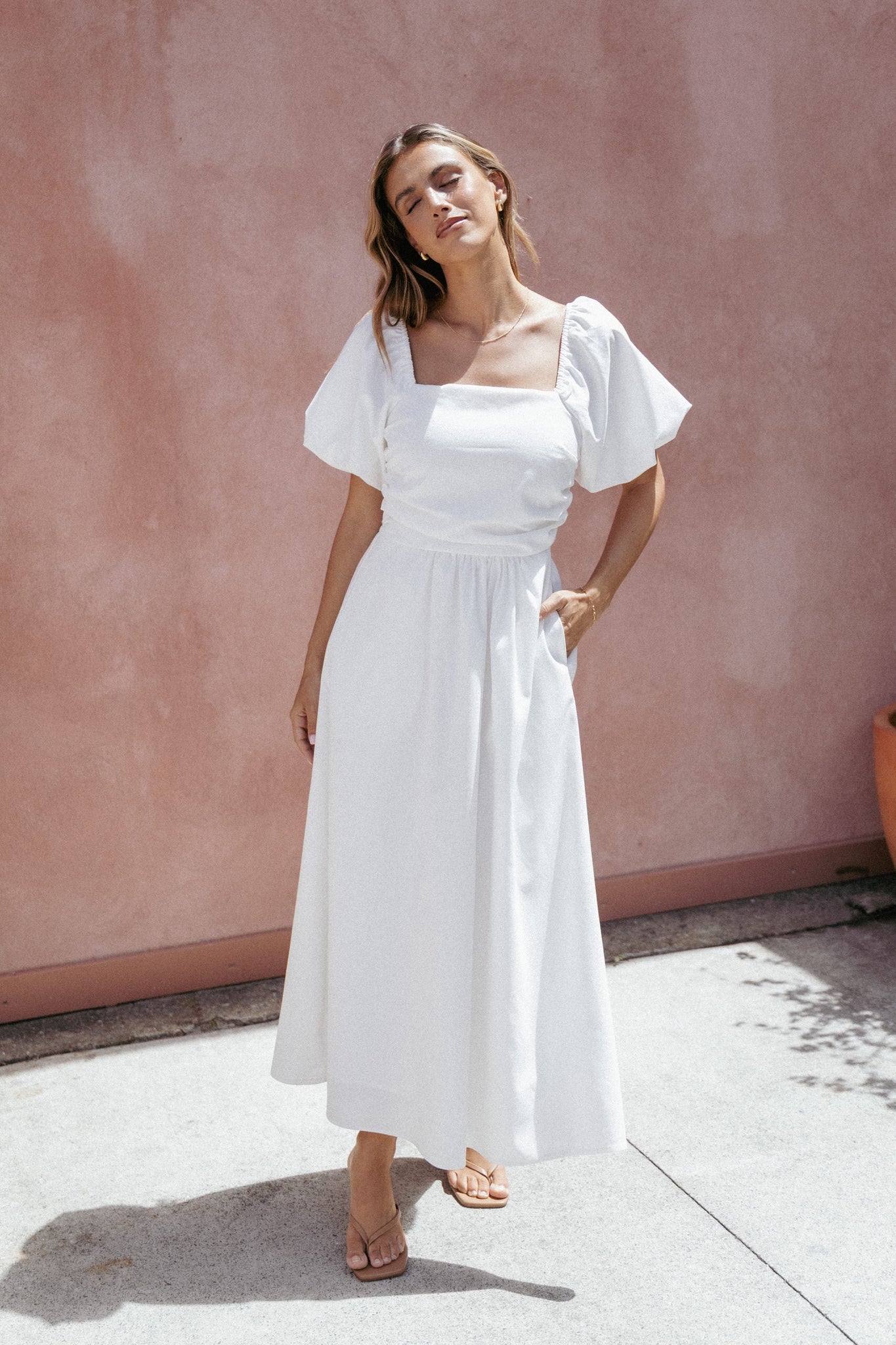 Clo Puff Sleeve Midi Dress