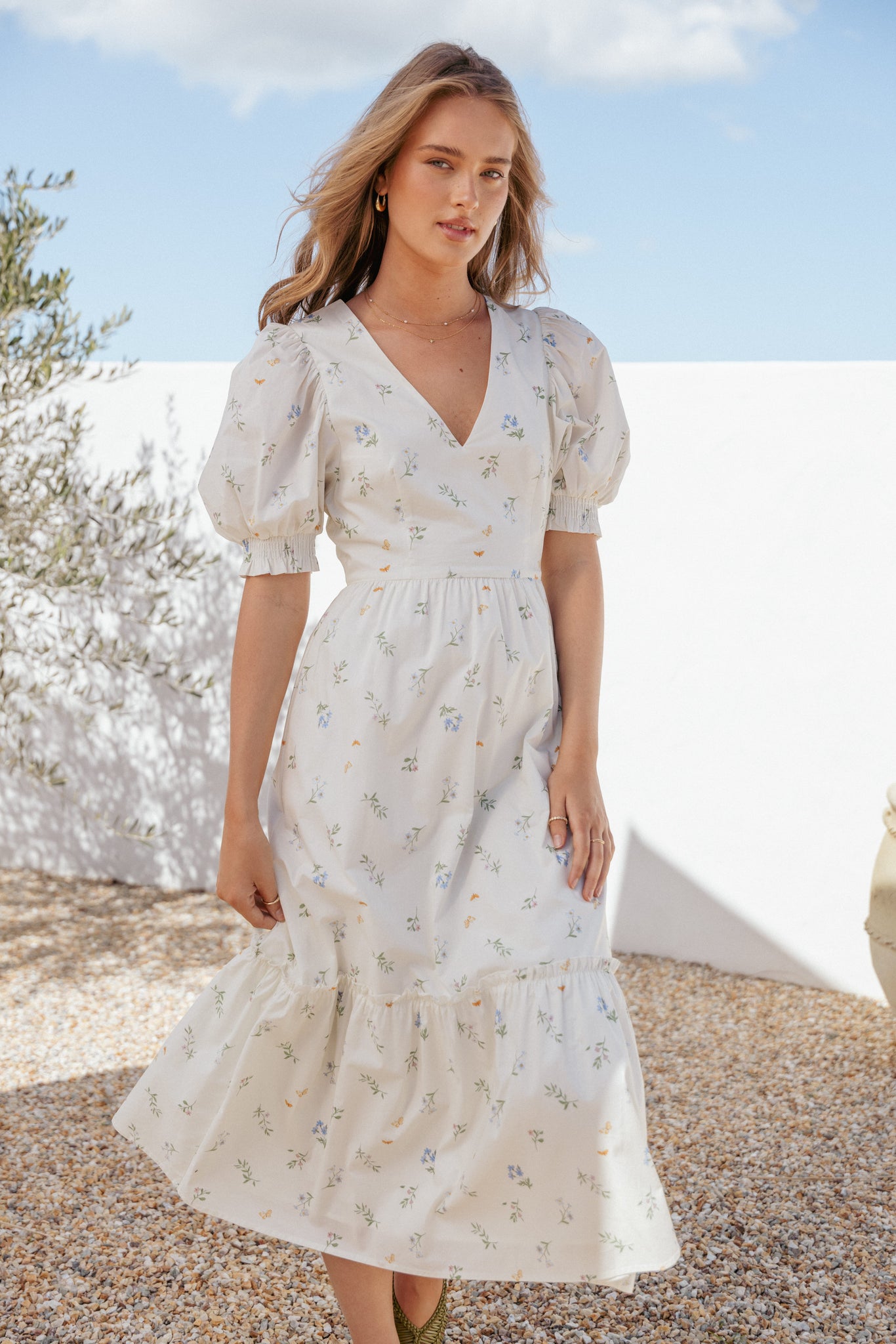 Steele Puff Sleeve Midi Dress