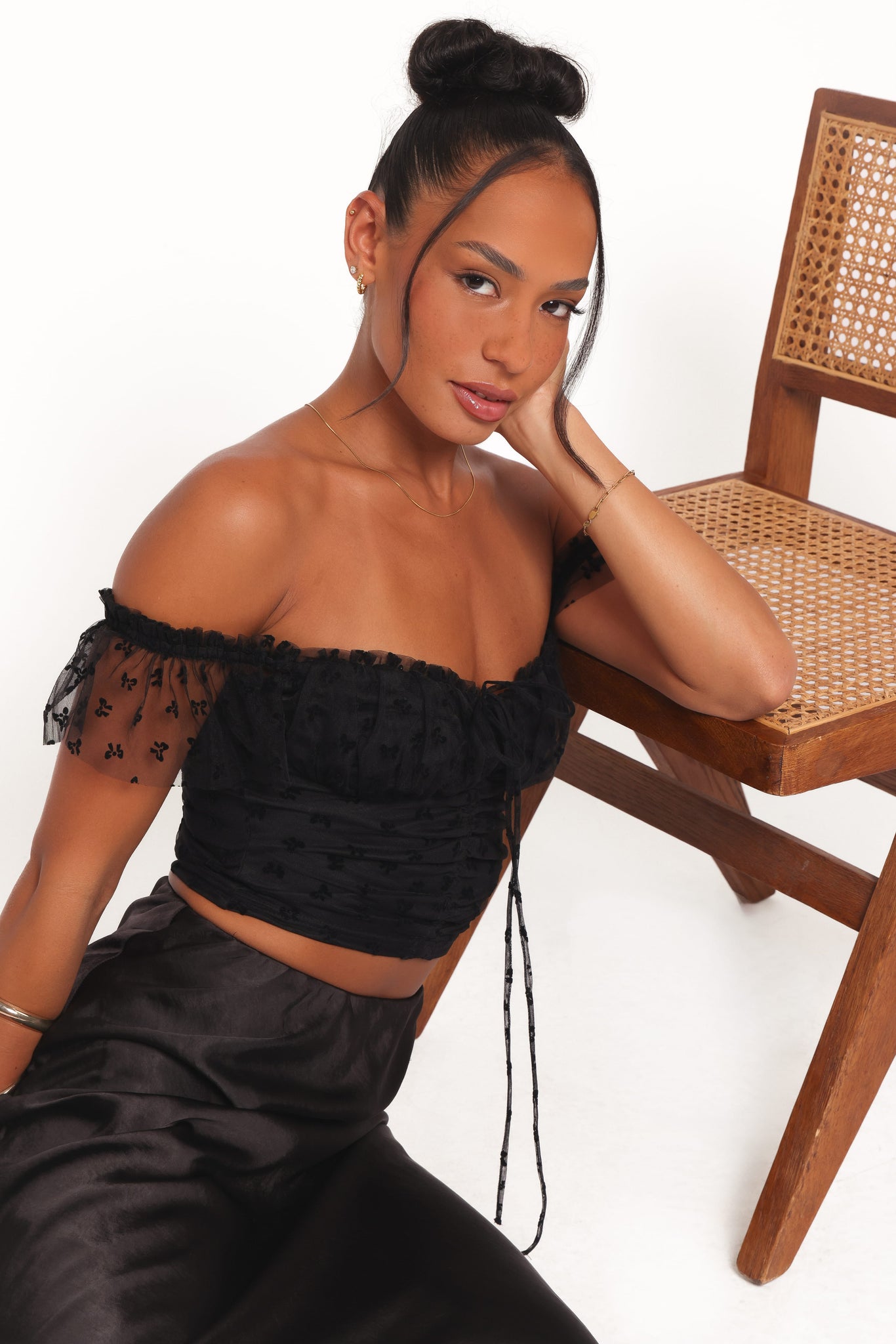 Aster Off Shoulder Mesh Top