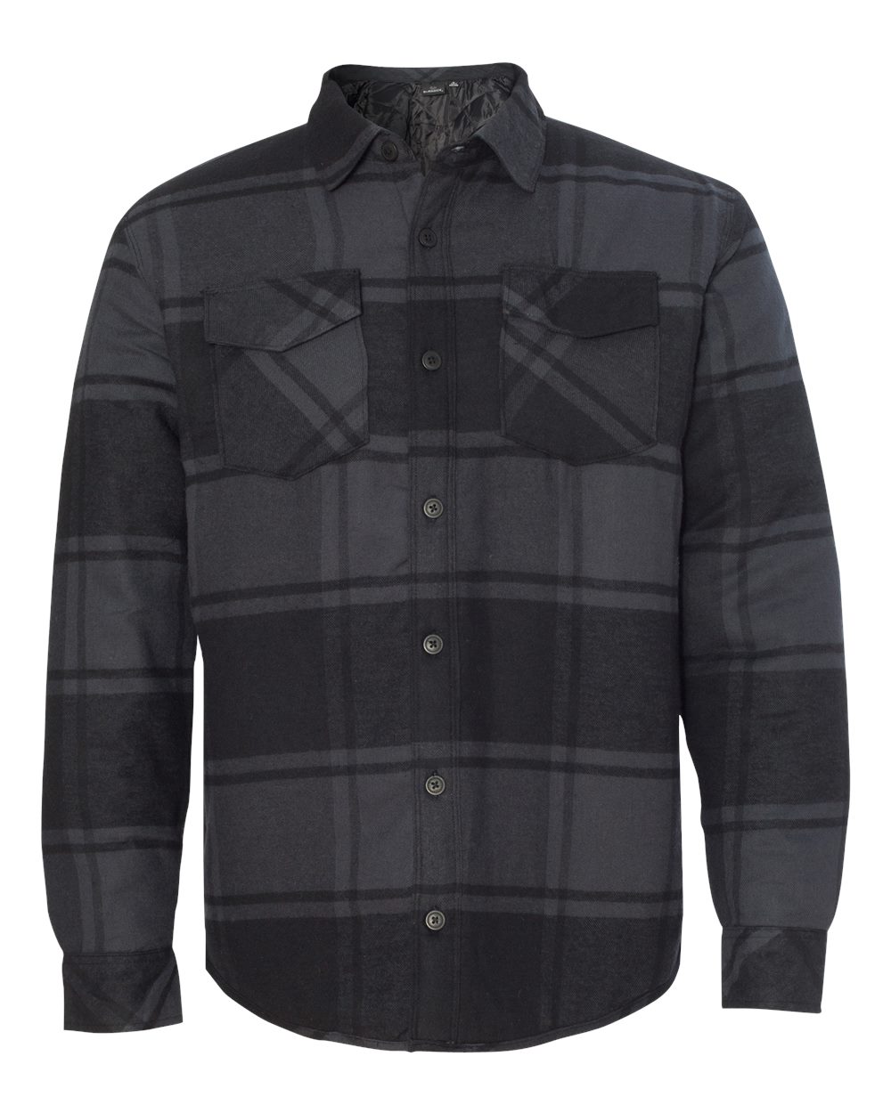 Burnside - - Quilted Flannel Shirt Jacket - Black Plaid
