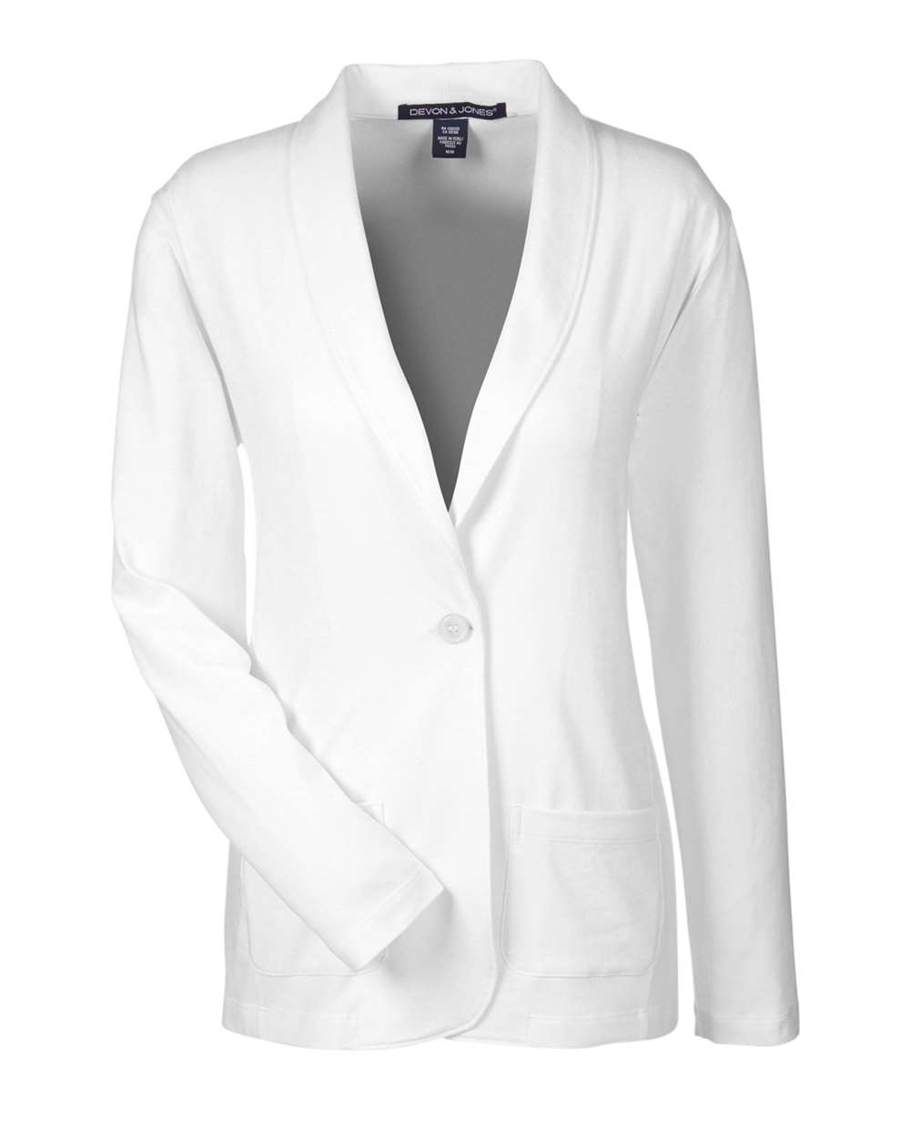 Devon & Jones - DPW - Women's Perfect Fit Shawl Collar Cardigan - White