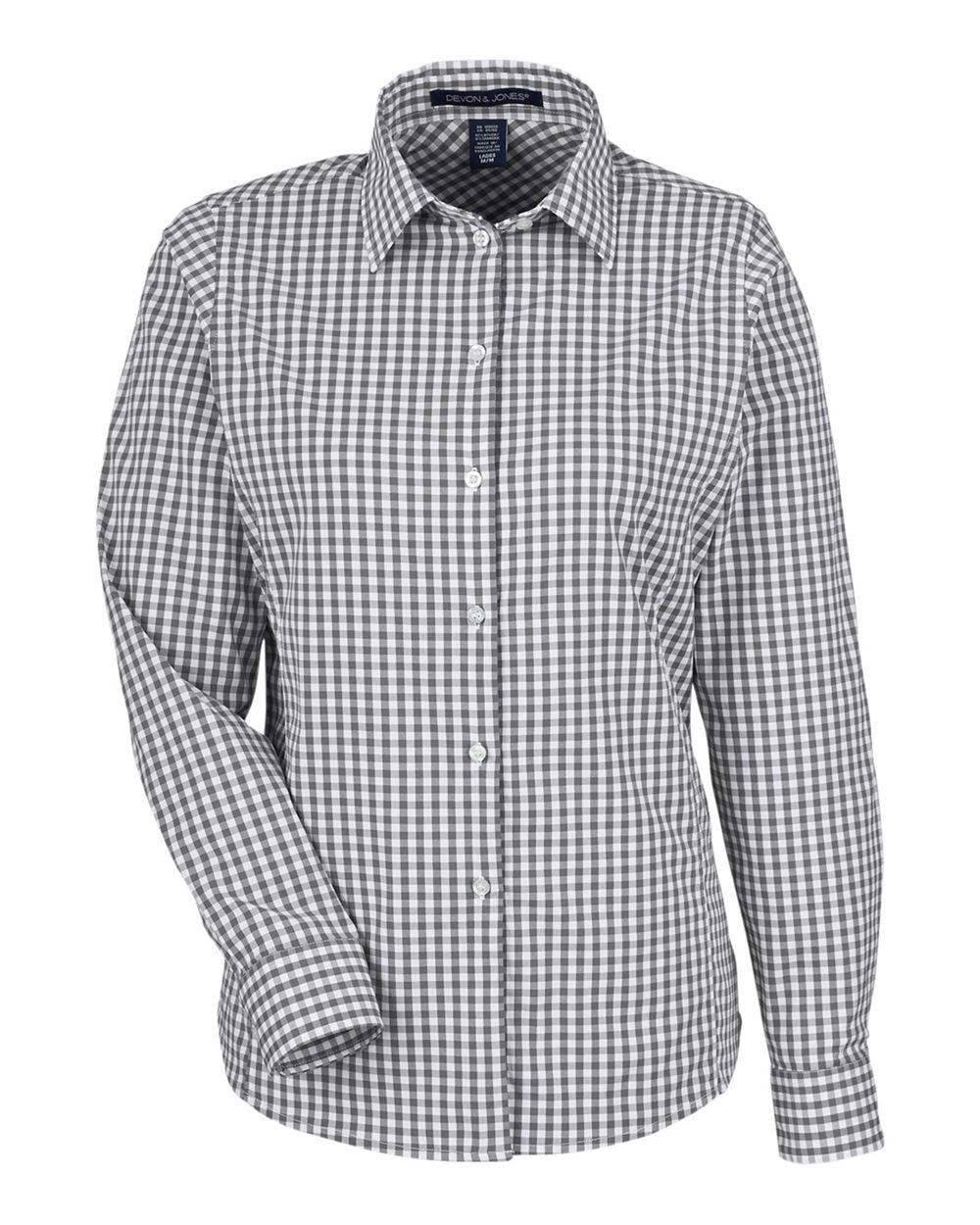 Devon & Jones - DGW - Women's CrownLux Performance Gingham Dress Shirt - Graphite White