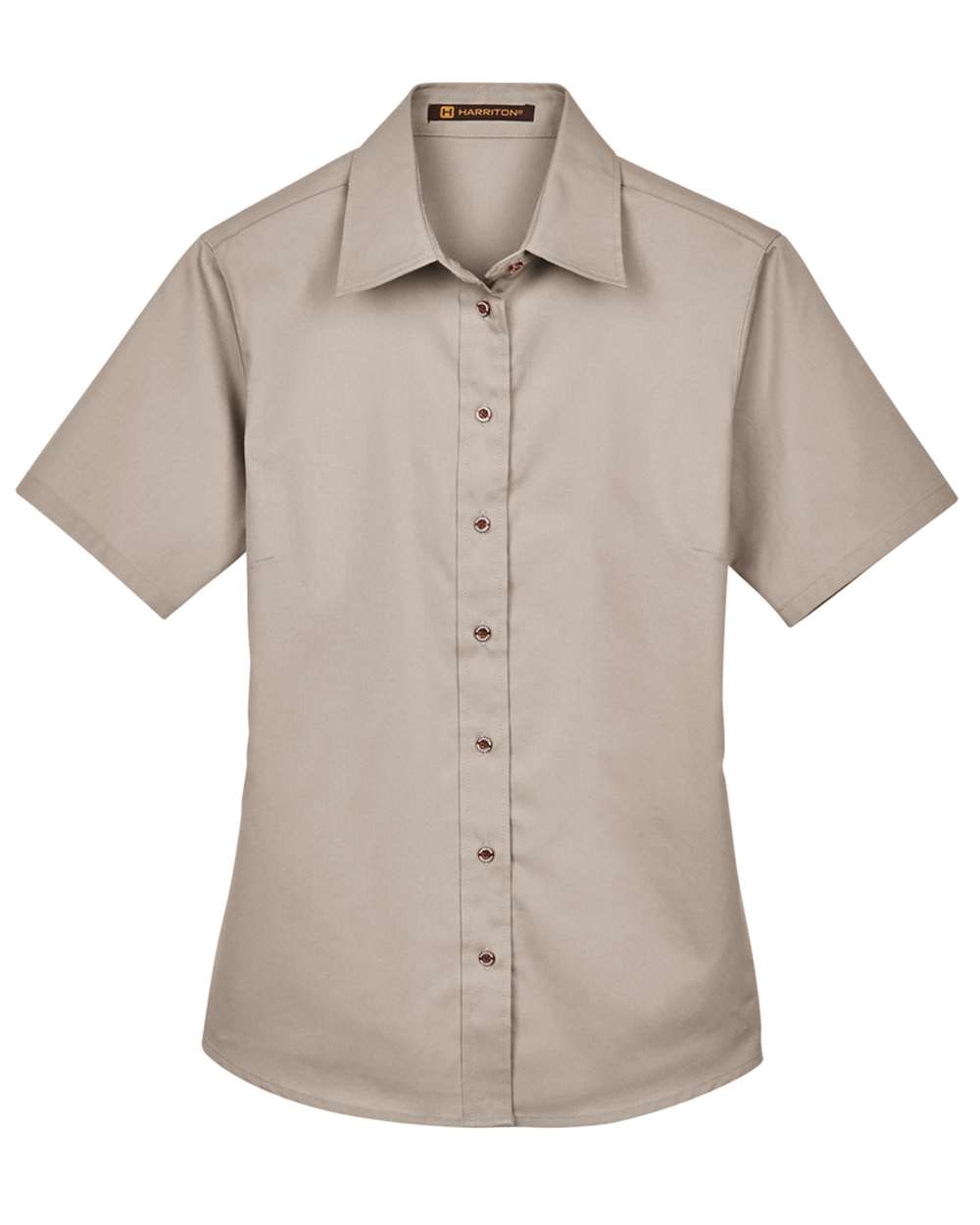 Harriton - MSW - Women's Easy Blend Short Sleeve Twill Dress Shirt with Stain - Release - Stone