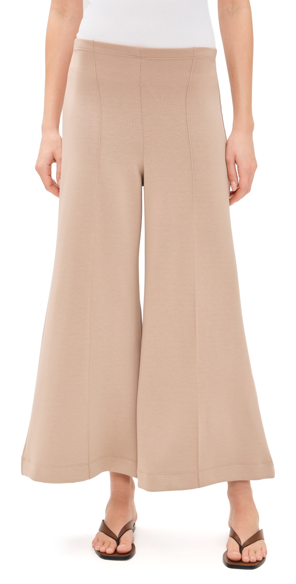 RIPLEY RADER Scuba Cropped Wide Leg Pants Tan