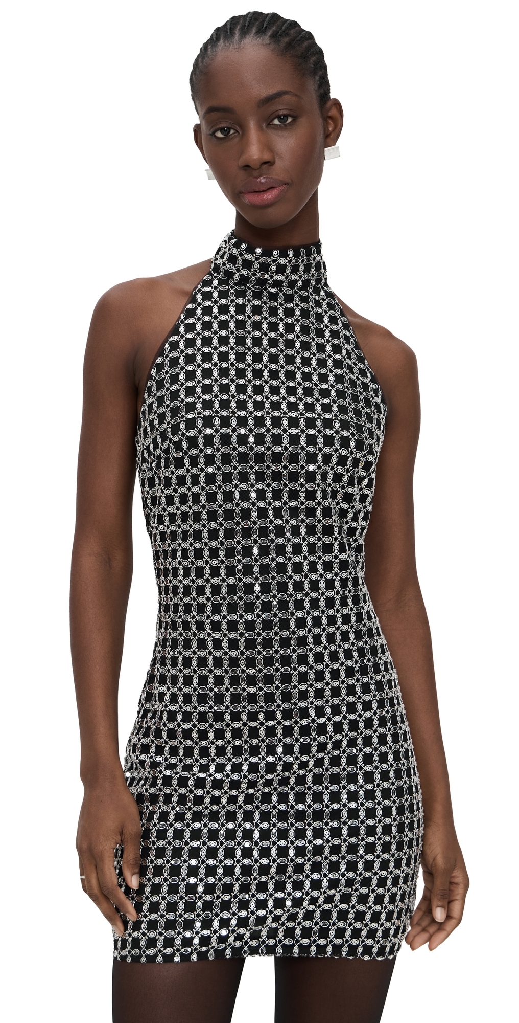 ROTATE Beaded Halterneck Dress Black