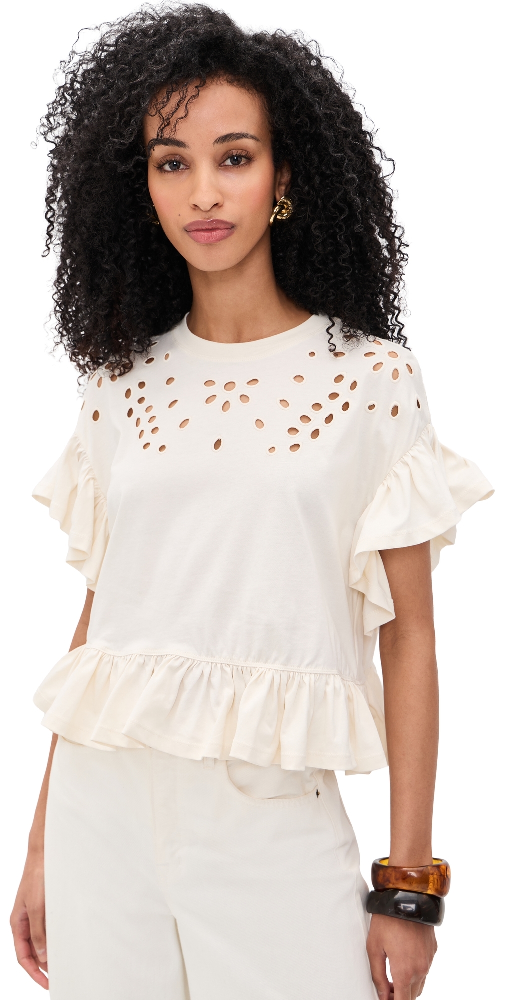 Ulla Johnson Mariana Peplum Top Cowrie