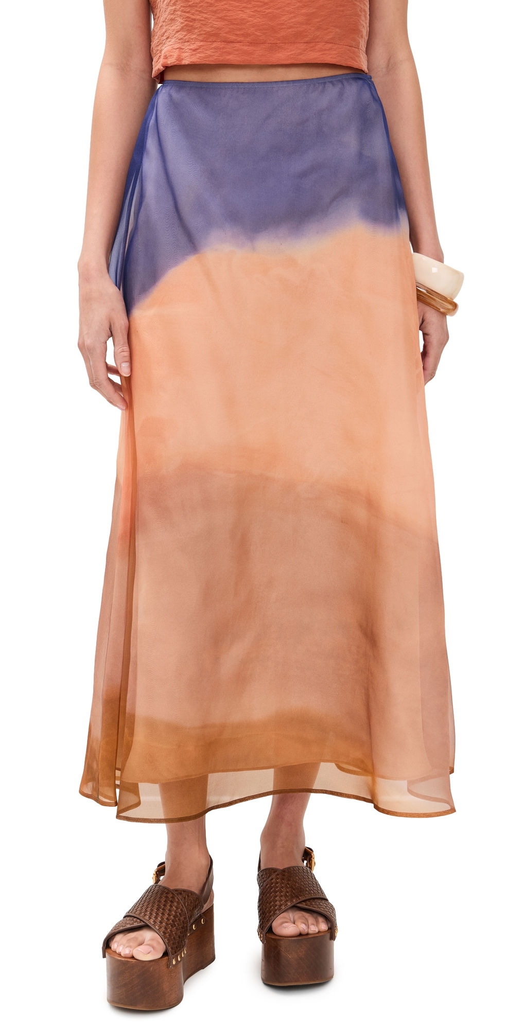 Ulla Johnson Esmeray Organza Silk Midi Skirt Moontide