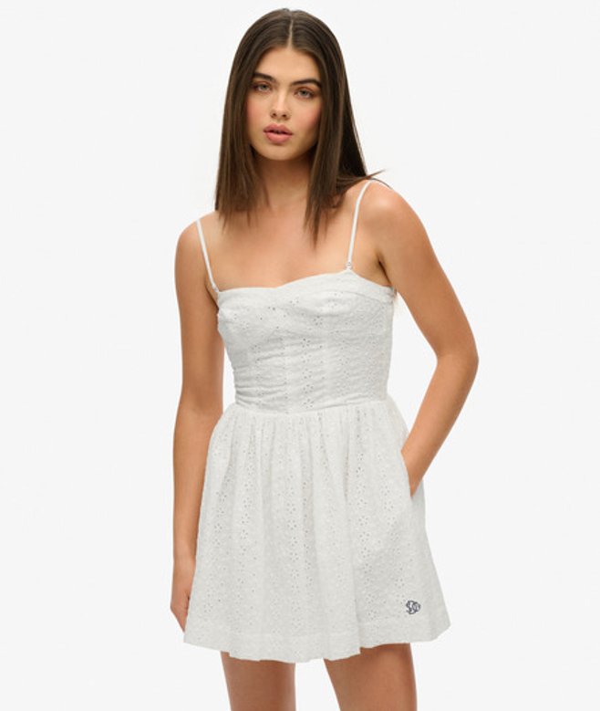 Superdry Women's Broderie Cami Mini Dress White