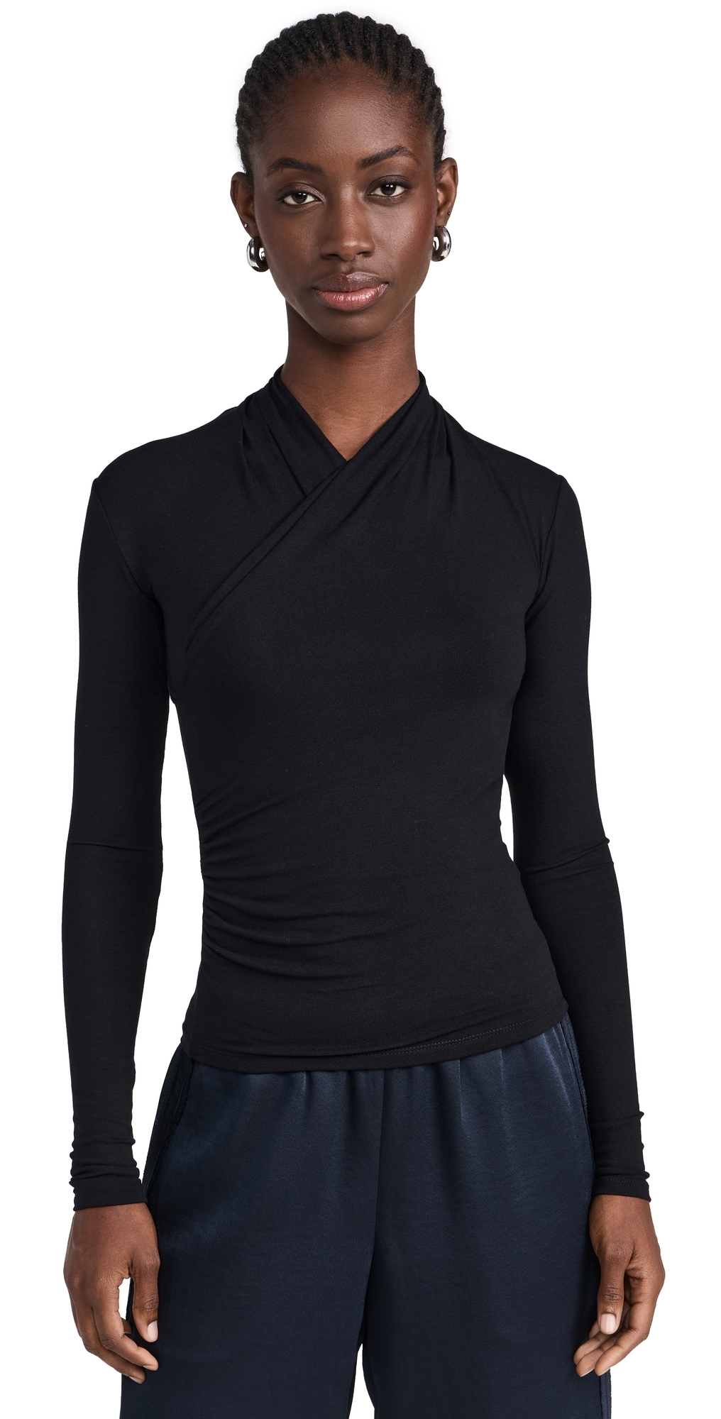 Vince Fixed Wrap Top Black