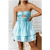 HELLO MOLLY Spin Around Girl Strapless Mini Dress Blue