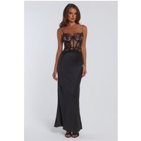 Live Chic Lace Satin Maxi Dress Black