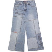 LUI ZHI ZUN Womens Jeans Blue Relaxed Wide-Leg Denim W L Distressed