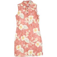 CARIBBEAN JOE Womens Coral Floral Rayon Sleeveless Polo Dress M Summer Beachwear