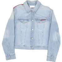 TOMMY HILFIGER Womens Blue Denim Button Jacket M Cotton Blend Colourblock Casual