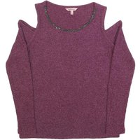 JUICY COUTURE Womens Purple Cold Shoulder Long Sleeve Round Neck Knit Top