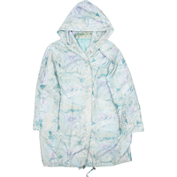 Womens Overcoat Jacket Blue Hooded Crazy Pattern