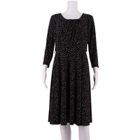 LAURA ASHLEY Womens Fit & Flare Dress Black Spotted Knee Length