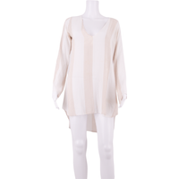 FAITHFULL THE BRAND Womens Kaftan Dress Cream Striped Long Sleeve Knee Length