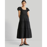 Puff Sleeve Tiered Maxi Dress in Black